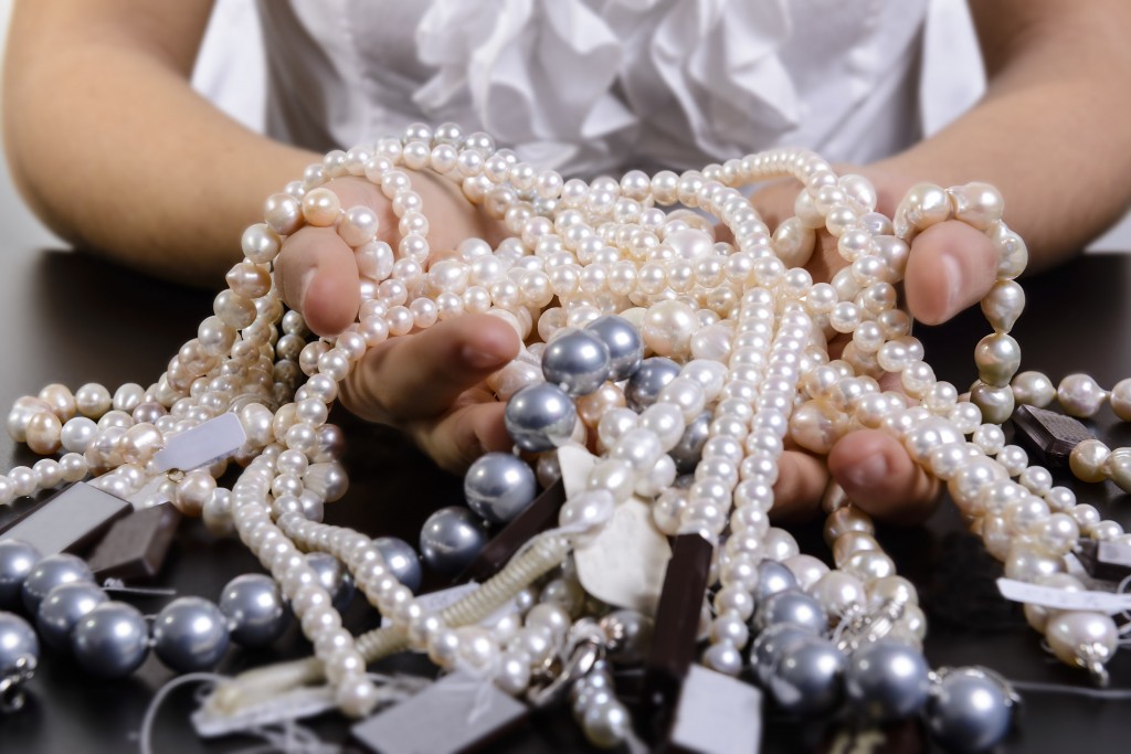 strings of akoya pearls