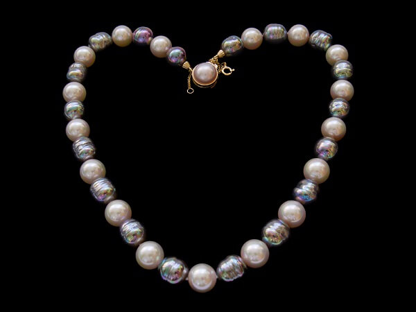 Necklace made out of baroque pearls