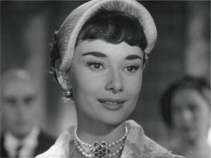 audrey wearing pearls
