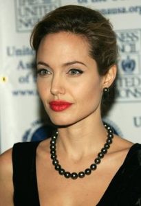 angelina jolie wearing pearls 