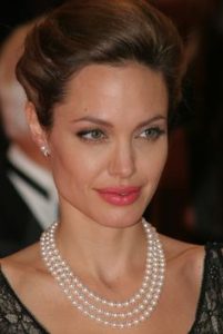 angelina jolie wearing pearls 