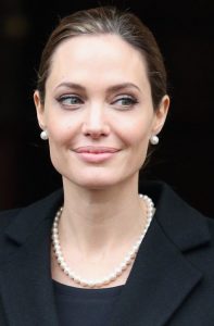 angelina jolie wearing pearls 