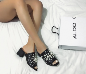 shoes with pearls and rhinestones