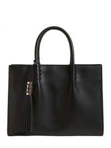 black leather bag