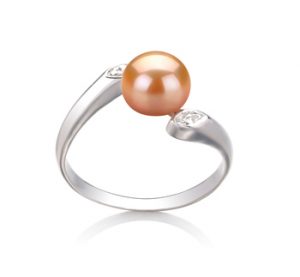 pink pearl ring with diamonds