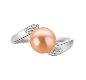 pink pearl ring with diamonds
