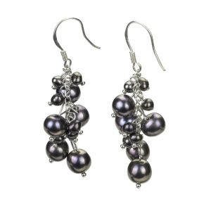freshwater black pearl earrings