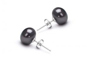 freshwater black pearl earrings