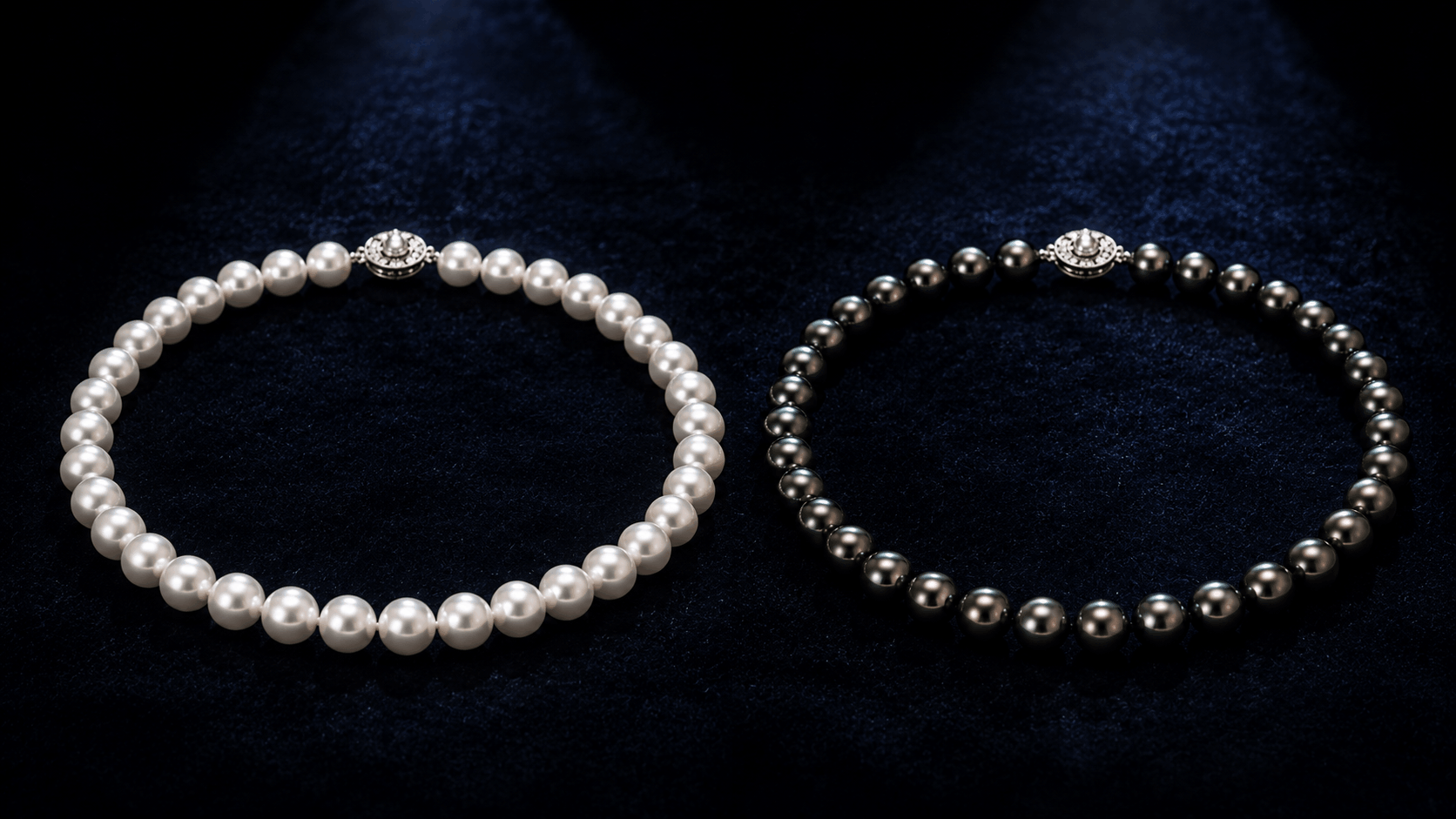 04. White and Black Akoya Pearl Necklaces