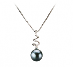 6-7mm AA Quality Japanese Akoya Cultured Pearl Pendant in Greta Black