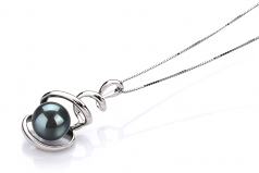 8-9mm AAA Quality Japanese Akoya Cultured Pearl Pendant in Eldova Black