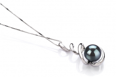 8-9mm AAA Quality Japanese Akoya Cultured Pearl Pendant in Eldova Black