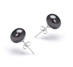 7-8mm AAA Quality Freshwater Cultured Pearl Earring Pair in Black