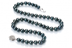 6.5-7mm AAA Quality Japanese Akoya Cultured Pearl Necklace in Black