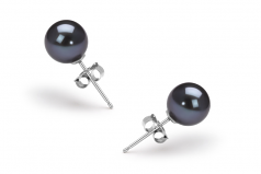 6-7mm AAAA Quality Freshwater Cultured Pearl Earring Pair in Black