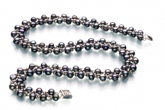6-7mm A Quality Freshwater Cultured Pearl Set in Weave Black