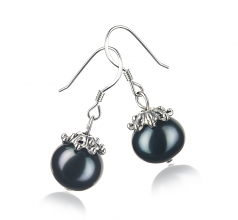 8-9mm A Quality Freshwater Cultured Pearl Earring Pair in Connor Black