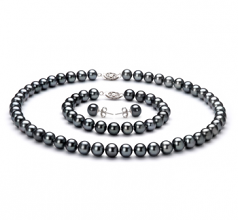 7.5-8.5mm AA Quality Freshwater Cultured Pearl Set in Black