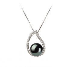 9-10mm AA Quality Freshwater Cultured Pearl Pendant in Isabella Black