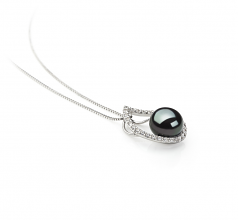 9-10mm AA Quality Freshwater Cultured Pearl Pendant in Isabella Black