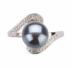 9-10mm AA Quality Freshwater Cultured Pearl Ring in Chantel Black