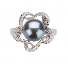 9-10mm AA Quality Freshwater Cultured Pearl Ring in Fiona Black