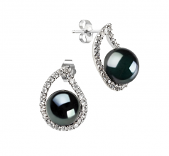 9-10mm AA Quality Freshwater Cultured Pearl Set in Isabella Black