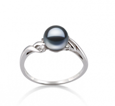 6-7mm AAAA Quality Freshwater Cultured Pearl Ring in Andrea Black