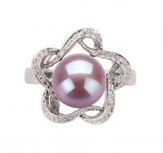 9-10mm AA Quality Freshwater Cultured Pearl Ring in Fiona Lavender
