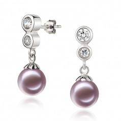 7-8mm AAAA Quality Freshwater Cultured Pearl Earring Pair in Colleen Lavender