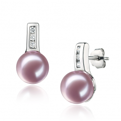 7-8mm AAAA Quality Freshwater Cultured Pearl Earring Pair in Valery Lavender