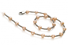 6-7mm A Quality Freshwater Cultured Pearl Necklace in Atina Pink