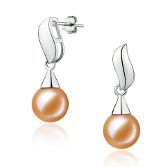 7-8mm AAAA Quality Freshwater Cultured Pearl Earring Pair in Edith Pink