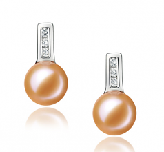 7-8mm AAAA Quality Freshwater Cultured Pearl Earring Pair in Valery Pink