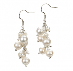 3-7mm A Quality Freshwater Cultured Pearl Earring Pair in Brisa White