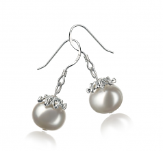 8-9mm A Quality Freshwater Cultured Pearl Earring Pair in Connor White
