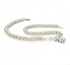 6-10mm AA Quality Freshwater Cultured Pearl Necklace in Almira White