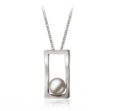 7-8mm AA Quality Freshwater Cultured Pearl Pendant in Athena White