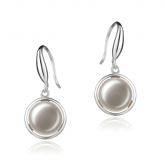 9-10mm AA Quality Freshwater Cultured Pearl Earring Pair in Holly White