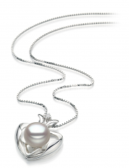 9-10mm AA Quality Freshwater Cultured Pearl Pendant in Marlina Heart White