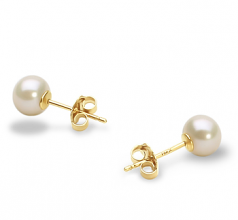 5-6mm AAA Quality Freshwater Cultured Pearl Earring Pair in White