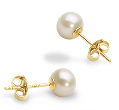 5-6mm AAA Quality Freshwater Cultured Pearl Earring Pair in White