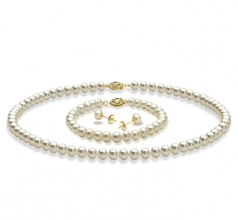 5-6mm AAA Quality Freshwater Cultured Pearl Set in White