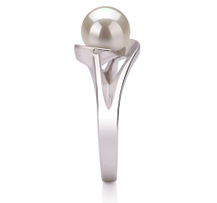 6-7mm AAA Quality Freshwater Cultured Pearl Ring in Clare White