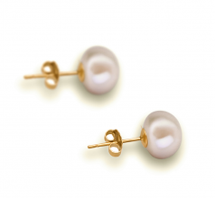8-9mm AAA Quality Freshwater Cultured Pearl Earring Pair in White