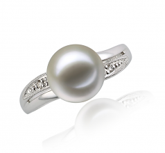 9-10mm AAAA Quality Freshwater Cultured Pearl Ring in Caroline White