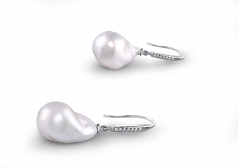 14-15mm AA+ Quality Freshwater - Edison Cultured Pearl Earring Pair in White