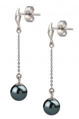 6-7mm AA Quality Japanese Akoya Cultured Pearl Earring Pair in Misha Black