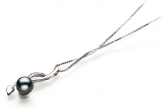 6-7mm AA Quality Japanese Akoya Cultured Pearl Pendant in Diana Black