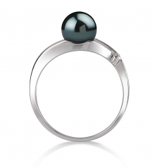 6-7mm AA Quality Japanese Akoya Cultured Pearl Ring in Tanya Black